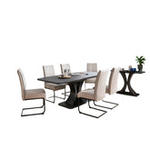 Delta 160 - 200cm Extendable Charcoal Dining Table with 6 Chairs - Pendle Village Furniture